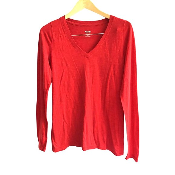 MOSSIMO- WOMENS RED BASIC LONG SLEEVE CREW NECK T-SHIRT SIZE MEDIUM - Picture 1 of 7